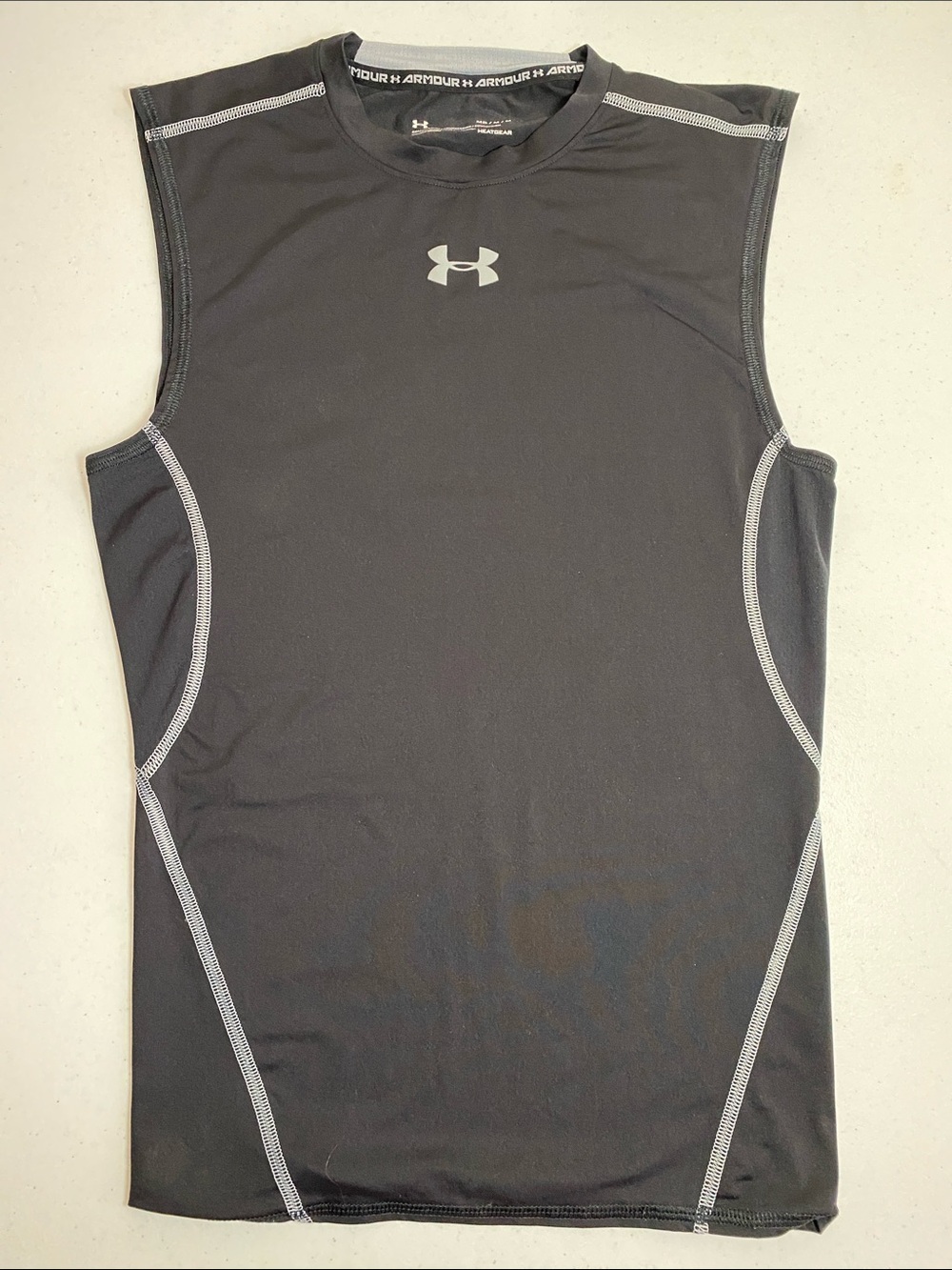 Under Armour Black Sleeveless Compression Tank with Gray Accents